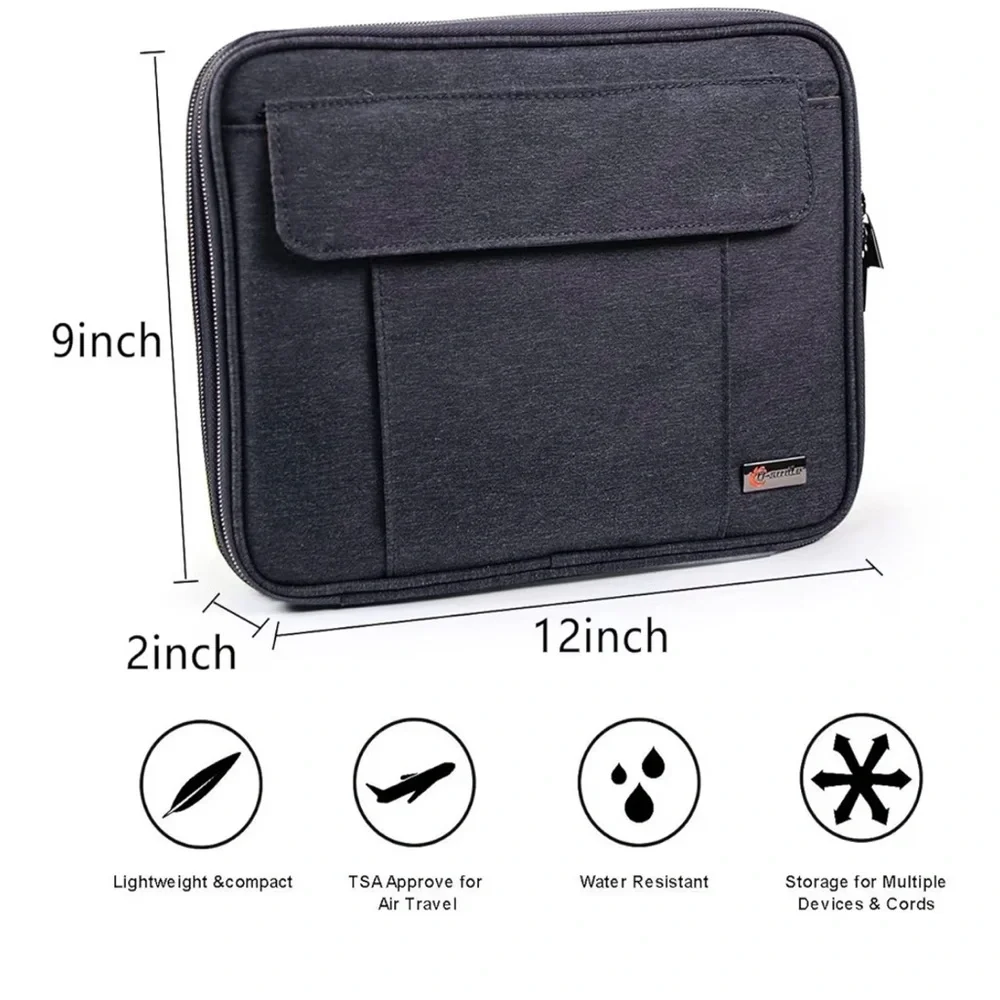 Q-smile Cable Organizer Bag Double Layer Water Resistant 12x9x2 Gray